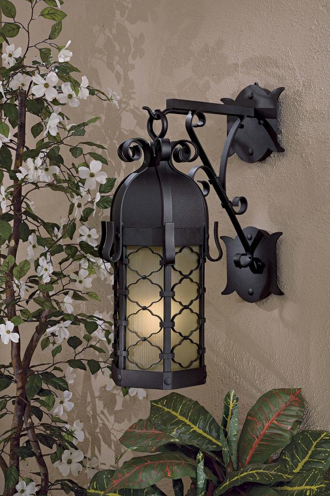 One Light Black Wall Lantern