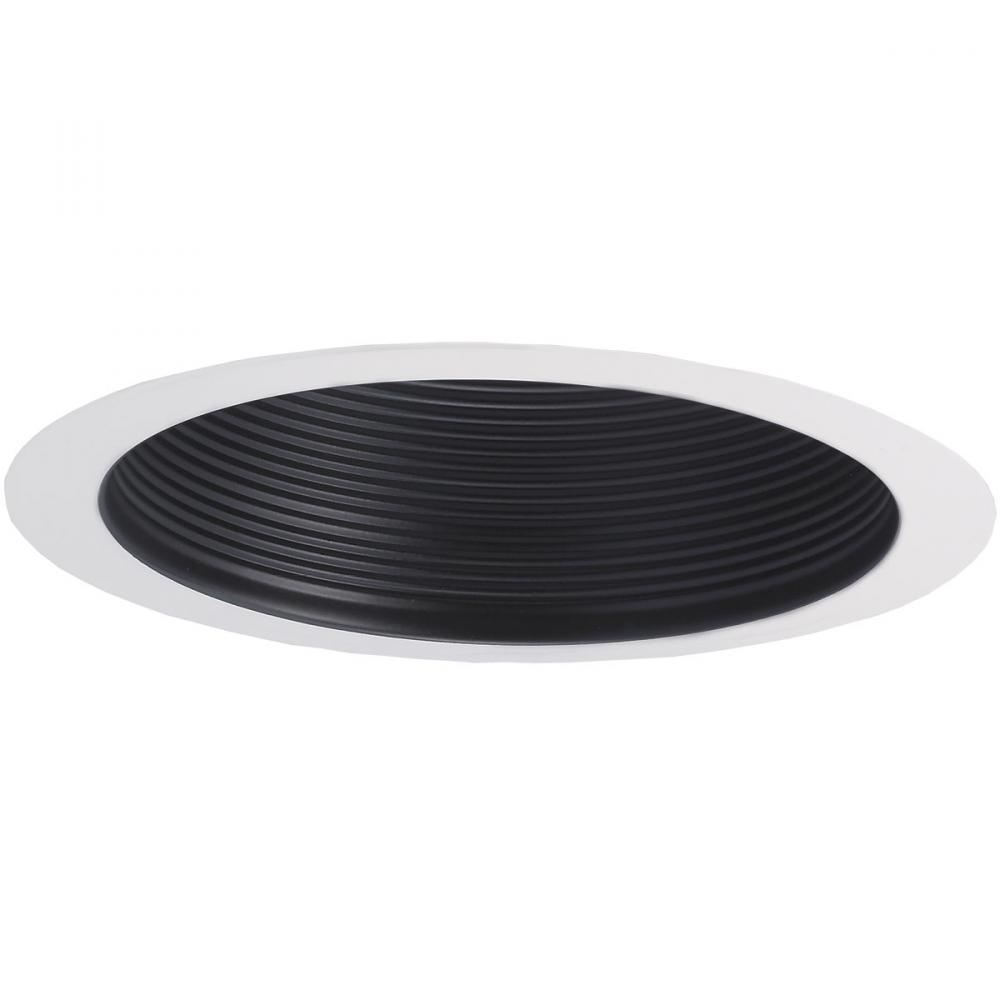 6" Air-Tight Aluminum Baffle Cone w/ Flange, Black/White