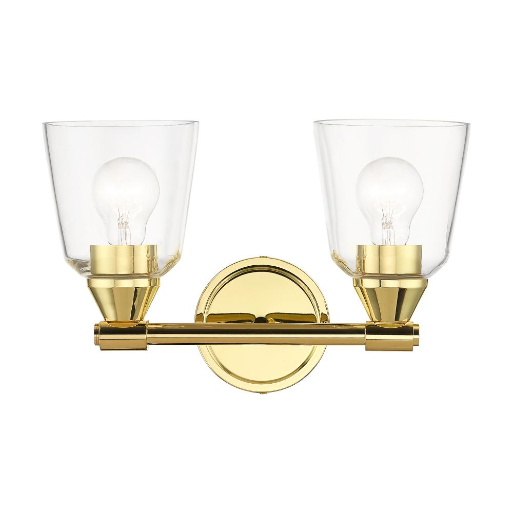 2 Light Polished Brass Vanity Sconce