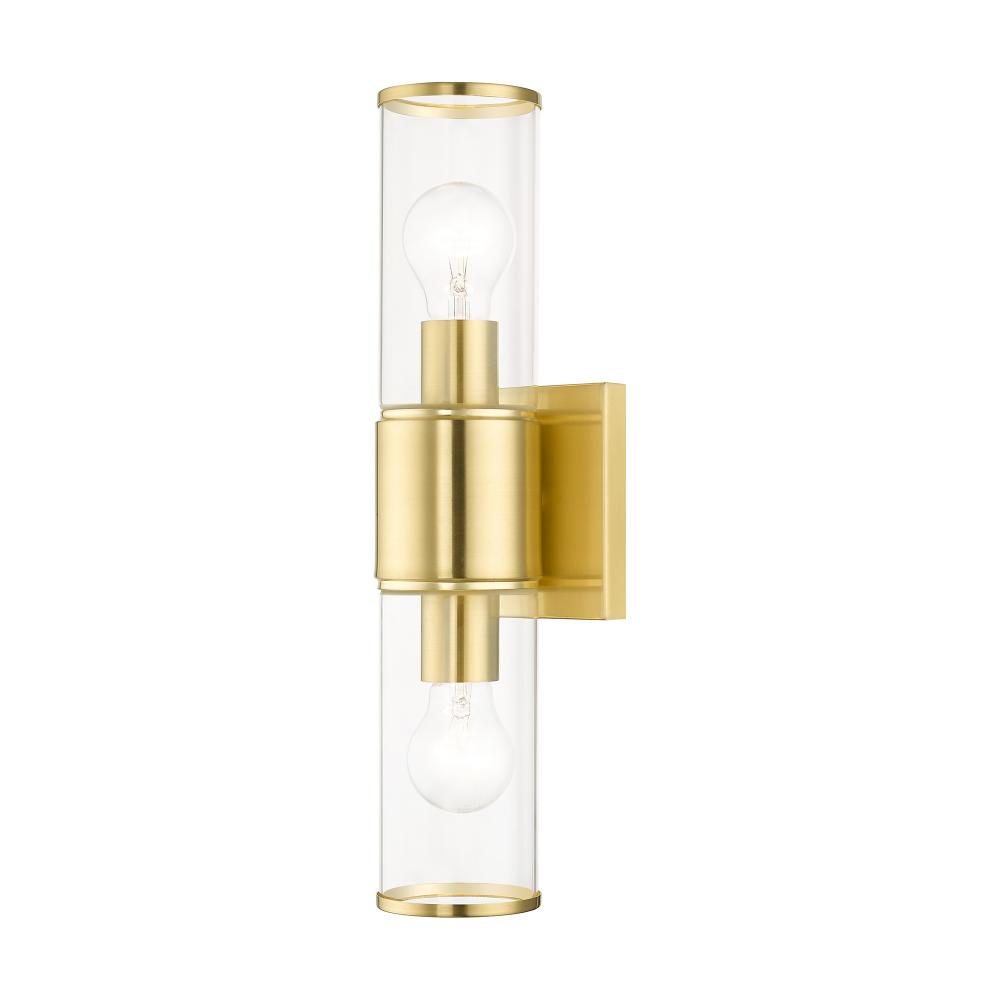 2 Light Satin Brass Vanity Sconce