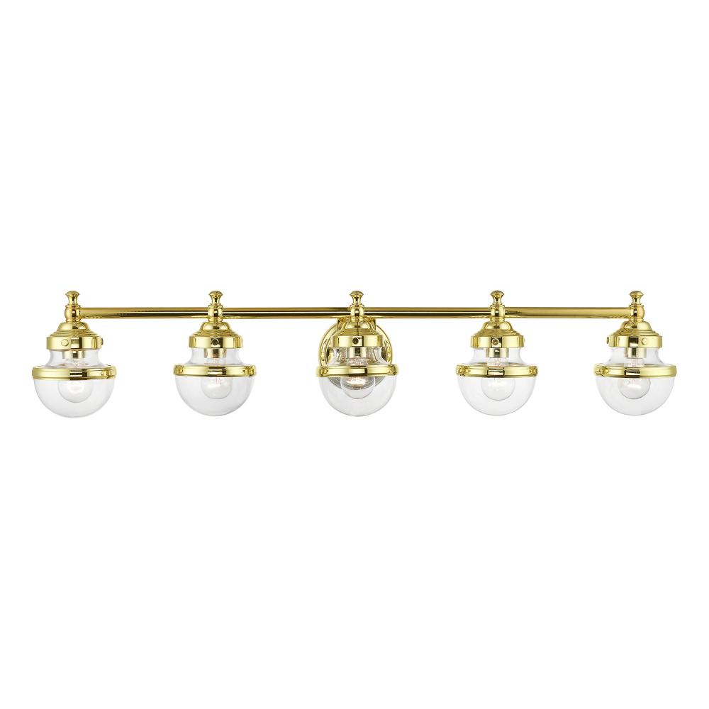 5 Light Polished Brass Large Vanity Sconce