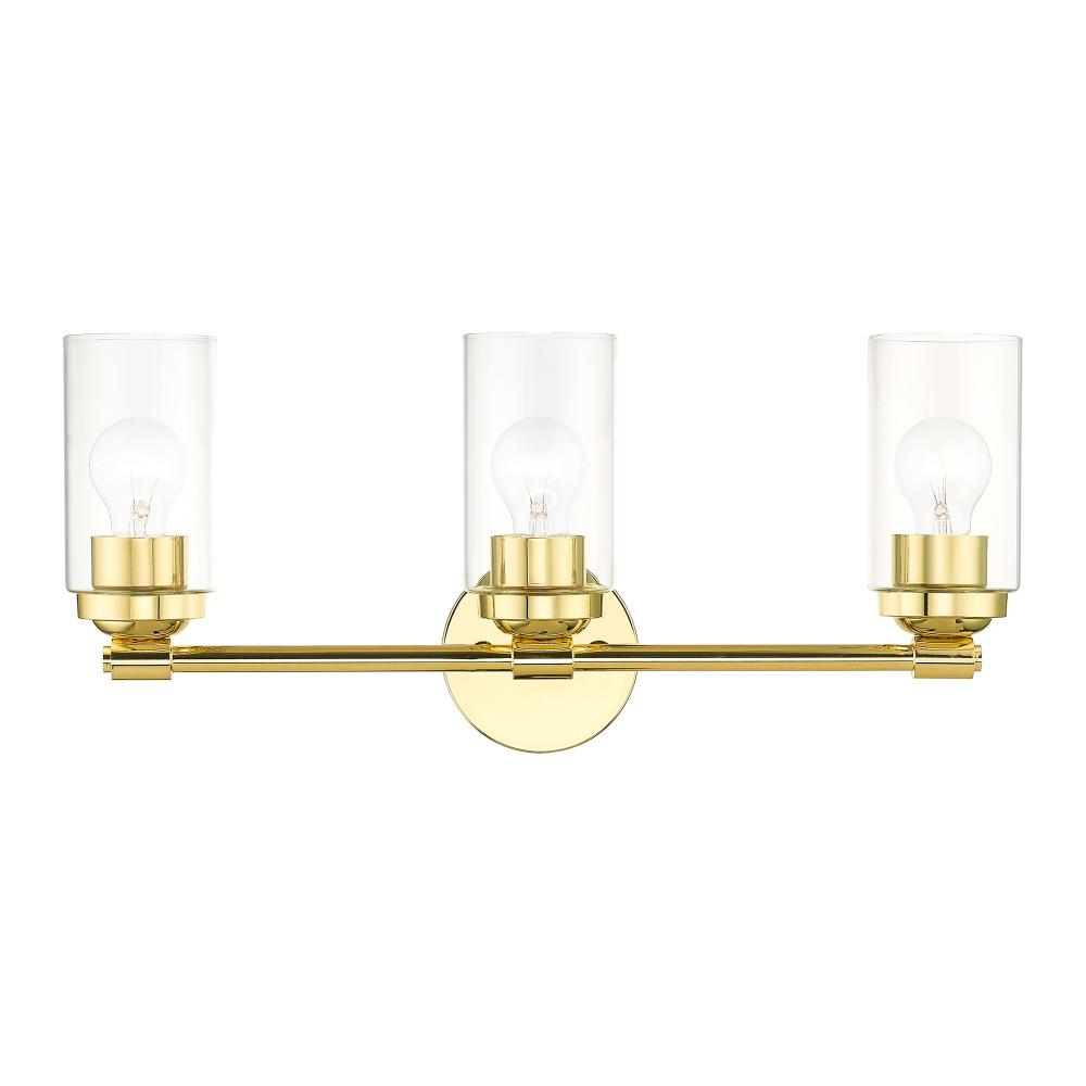 3 Light Polished Brass Vanity Sconce