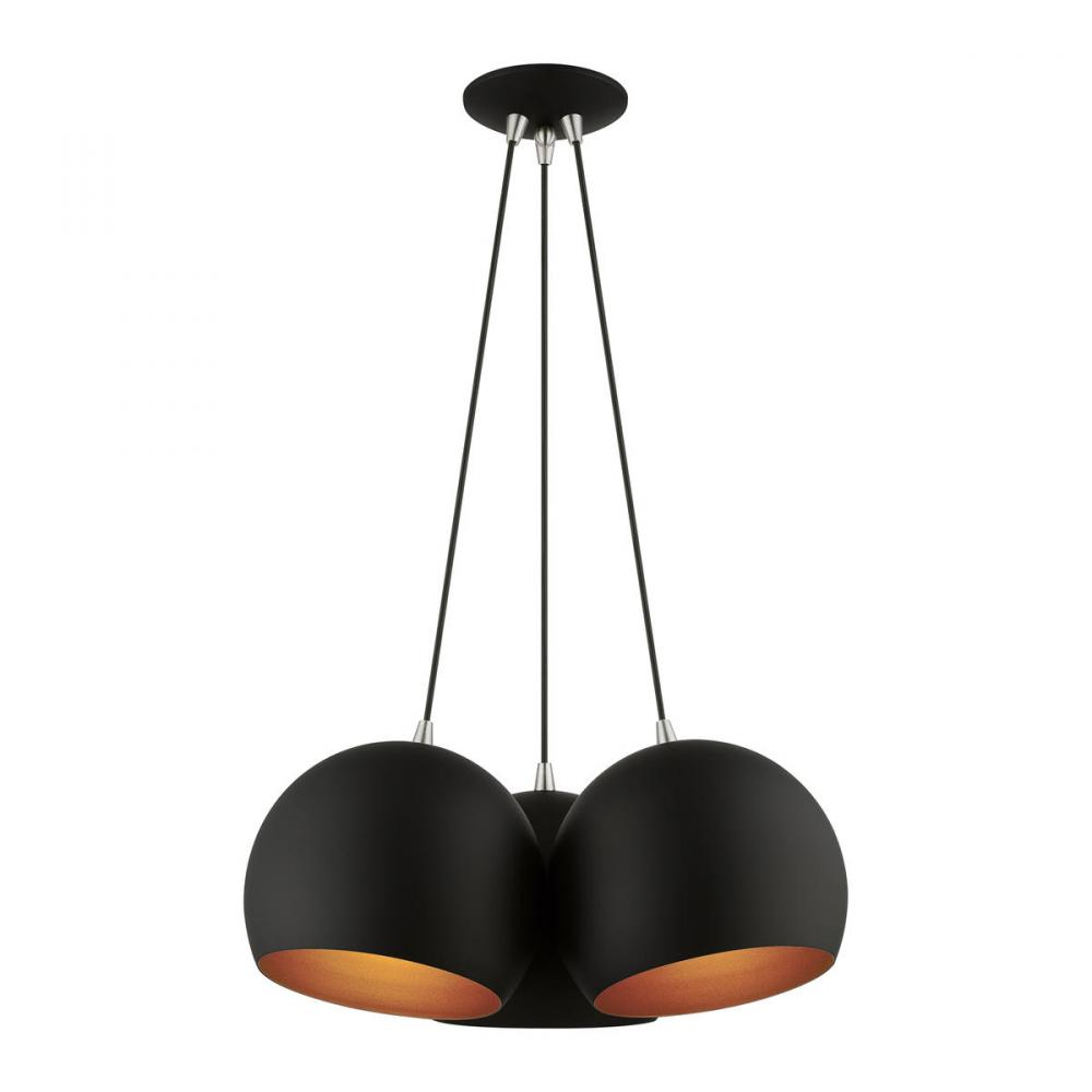 3 Light Black Globe Pendant