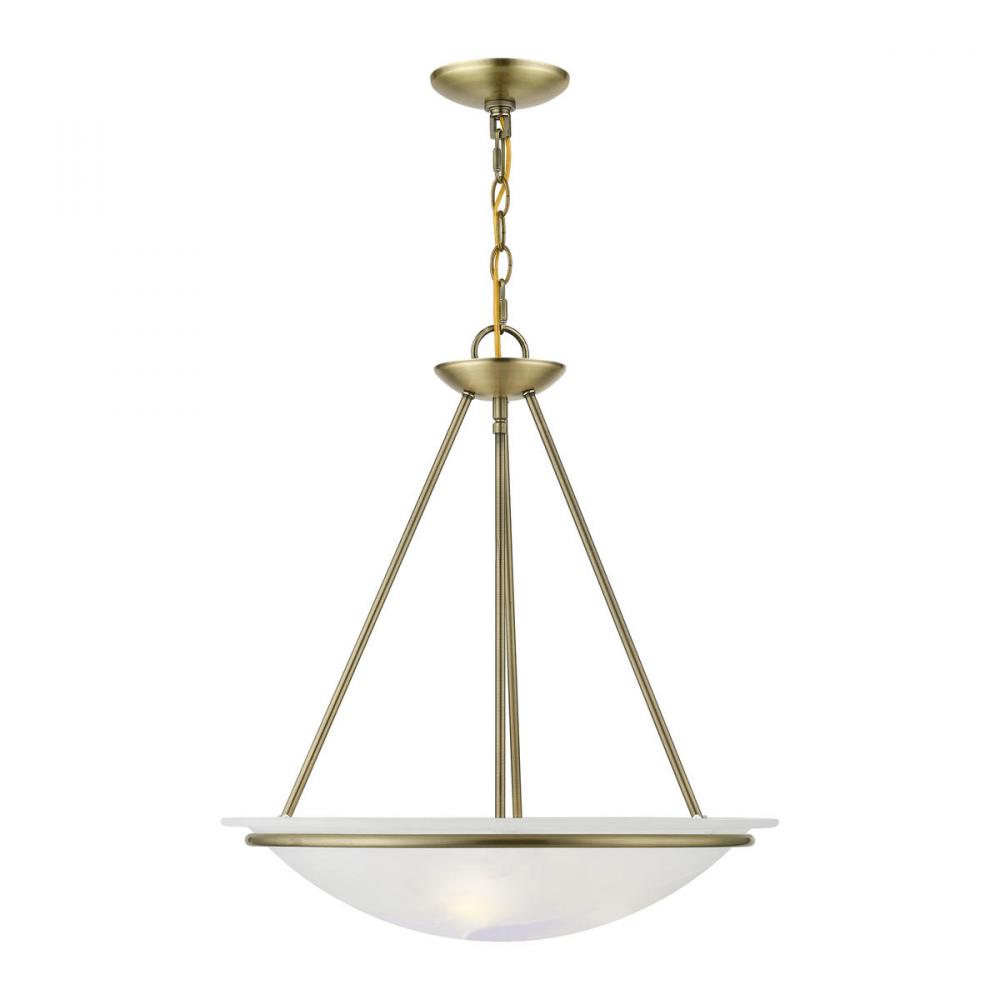 Antique Brass 3-Light Pendant Chandelier