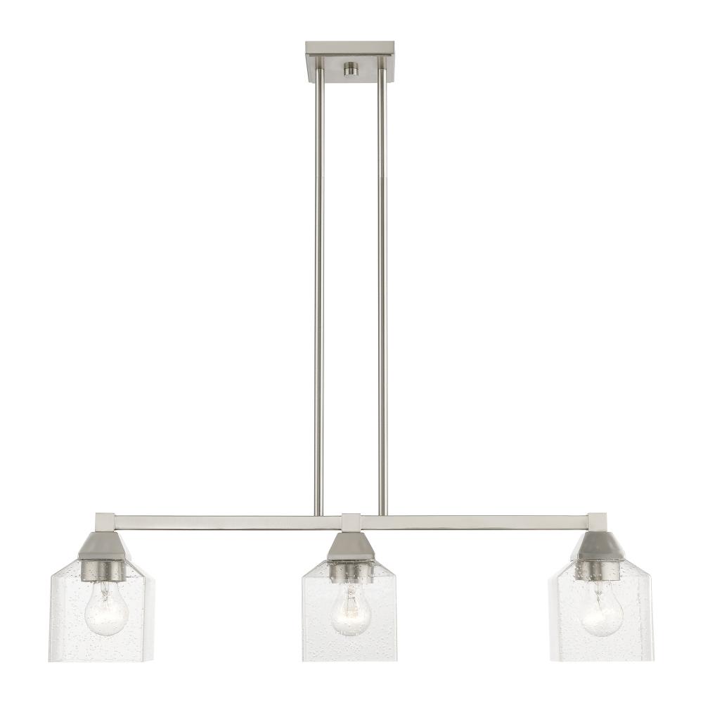 3 Light Brushed Nickel Linear Chandelier