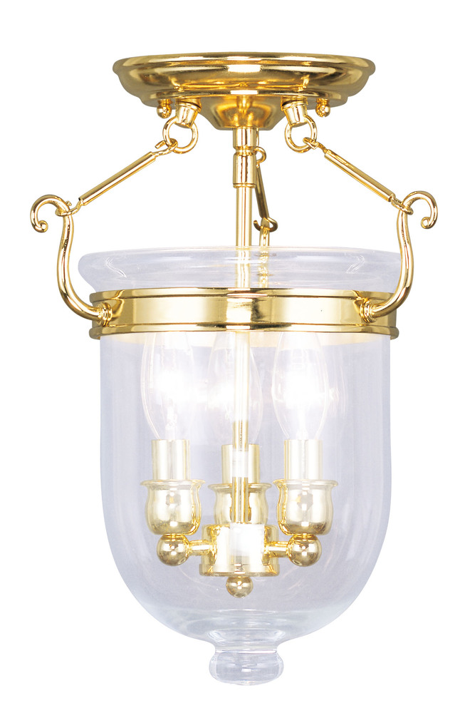 3 Light Polished Brass Ceiling Mount