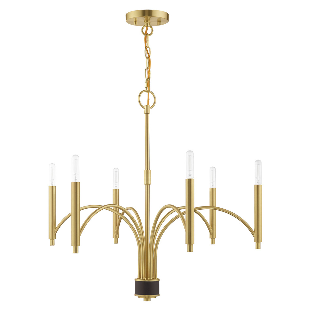 6 Lt Satin Brass Chandelier