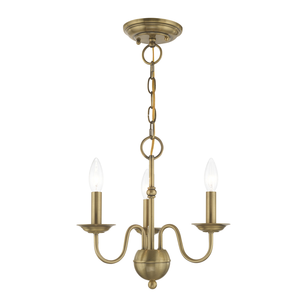 3 Lt Antique Brass Mini Chandelier