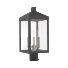  20592-76 - 3 Lt Scandinavian Gray Outdoor Post Top Lantern