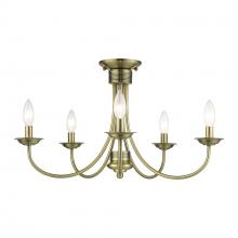 Livex Lighting 42684-01 - 5 Light Antique Brass Large Semi-Flush