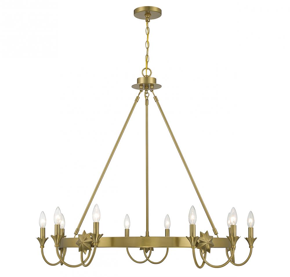 Sullivan 10-Light Chandelier in Warm Brass