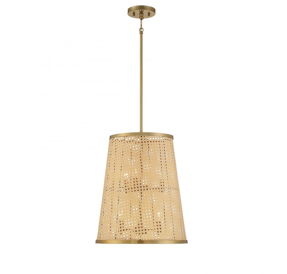 Astoria 6-Light Pendant in Natural with Burnished Brass