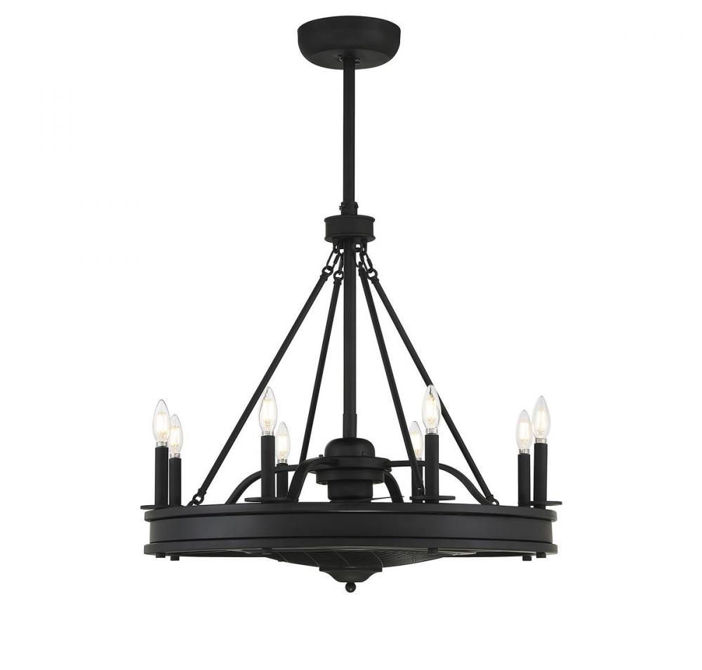 Lyon 8-Light Fan D'Lier in  Matte Black