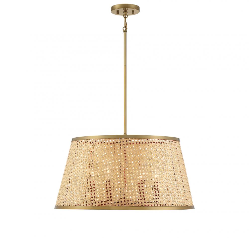 Astoria 6-Light Pendant in Natural with Burnished Brass