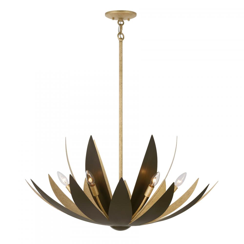 Loto 6-Light Pendant in Centura and Burnished Gold by Breegan Jane