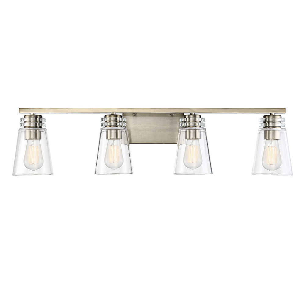 Brannon 4-Light Bathroom Vanity Light in Noble Brass