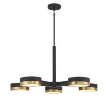 Savoy House 1-1635-5-143 - Ashor 5-Light LED Chandelier in Matte Black with Warm Brass Accents