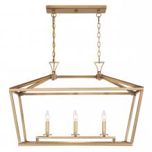  1-423-3-322 - Townsend 3-Light Linear Chandelier in Warm Brass