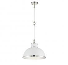 Savoy House 7-8882-1-172 - Corning 1-Light Pendant in White with Polished Nickel Accents