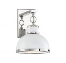  9-8884-1-172 - Corning 1-Light Wall Sconce in White with Polished Nickel Accents