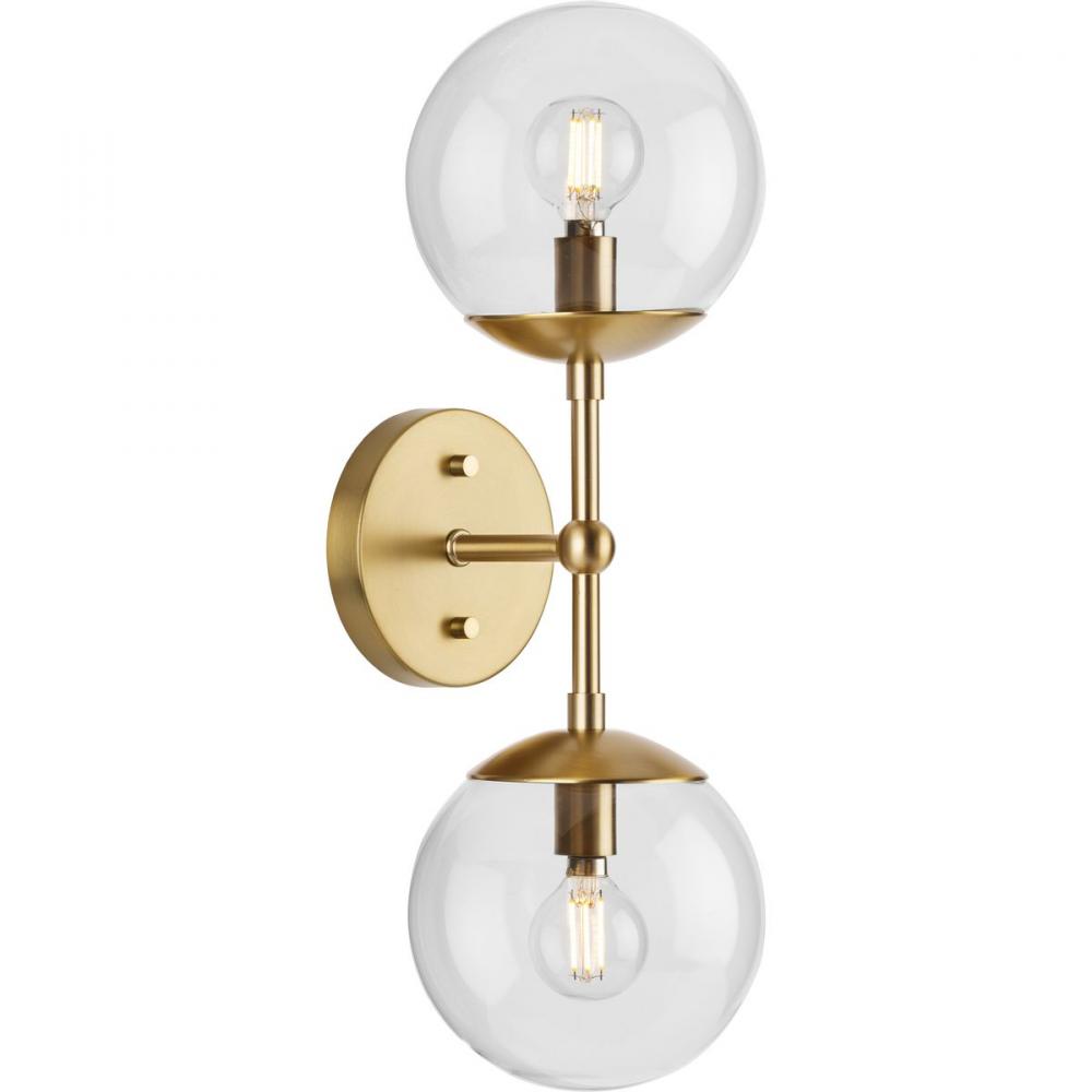 Atwell Collection Two-Light Brushed Bronze Mid-Century Modern Wall Sconce