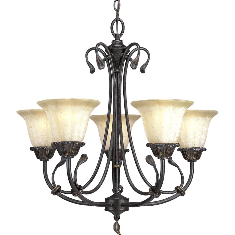 Five Light Brown Up Chandelier