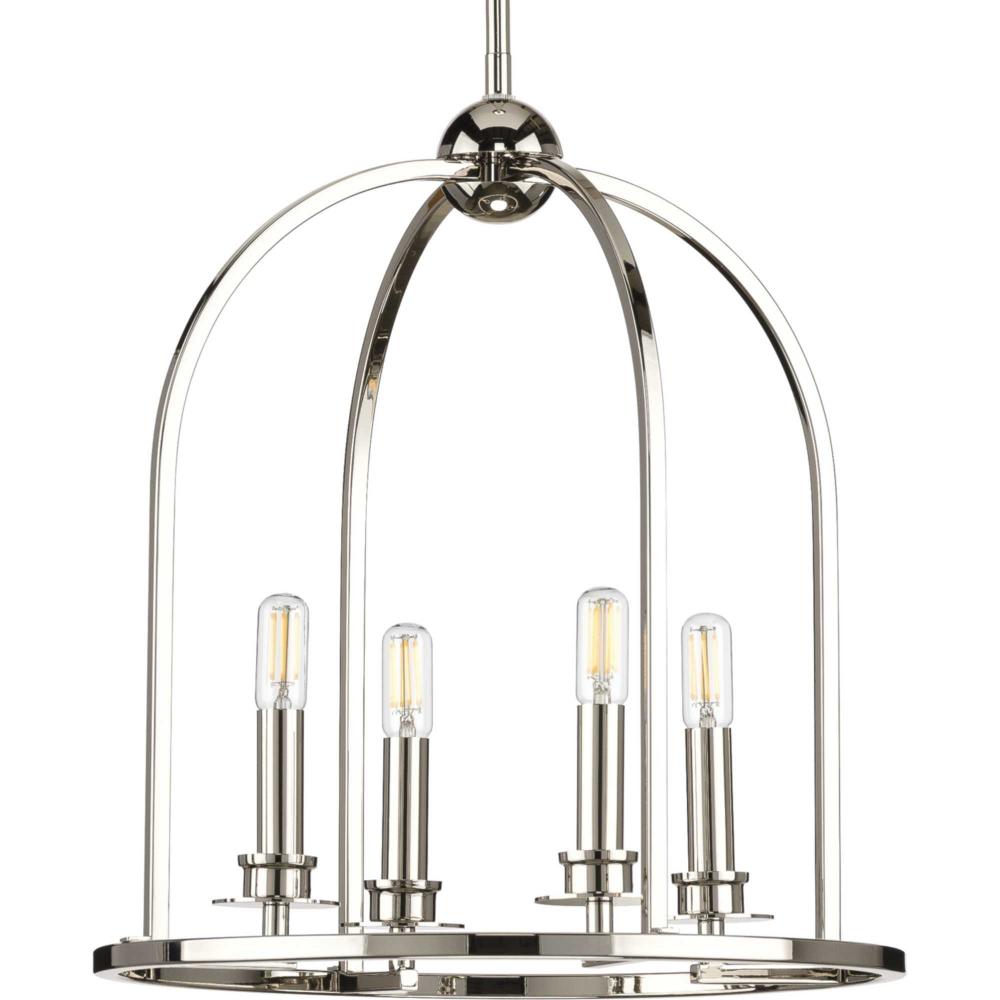 Seneca Collection Four-Light Polished Nickel Farmhouse Pendant Light