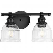  P300374-31M - Ambrose Collection Two-Light Farmhouse Matte Black Clear Glass Bath Vanity Light