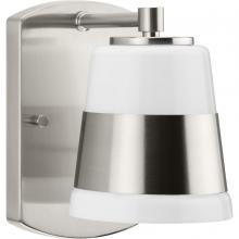  P300442-009 - Haven Collection One-Light Brushed Nickel Opal Glass Luxe Industrial Bath Light