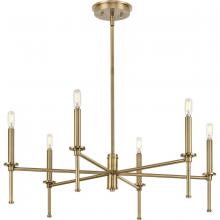 Progress P400294-163 - Elara Collection Six-Light New Traditional Vintage Brass Chandelier Light