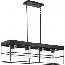 Progress P400312-31M - Burgess Collection Four-Light Matte Black Modern Farmhouse Island Light