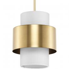  P500398-109 - Silva Collection One-Light Brushed Bronze White Linen Shade Pendant