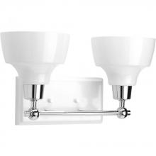  P300040-015 - Bramlett Collection Two-Light Polished Chrome White Metal Shade Coastal Bath Vanity Light