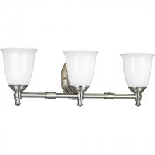 Progress P3029-09 - Victorian Collection Three-Light Brushed Nickel White Opal Glass Farmhouse Bath Vanity Light