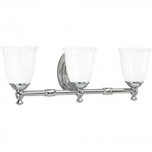 Progress P3029-15 - Victorian Collection Three-Light Polished Chrome White Opal Glass Farmhouse Bath Vanity Light