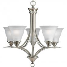  P4328-09 - Trinity Collection Five-Light Brushed Nickel Etched Glass Traditional Chandelier Light