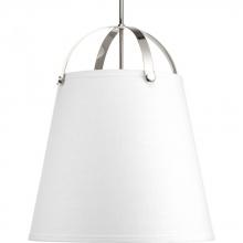  P500047-104 - Galley Collection Three-Light Polished Nickel Linen Shade Coastal Pendant Light