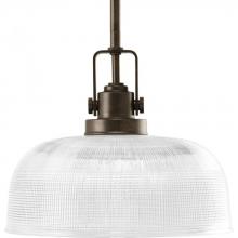 Progress P5026-74 - Archie Collection One-Light Venetian Bronze Clear Prismatic Glass Coastal Pendant Light