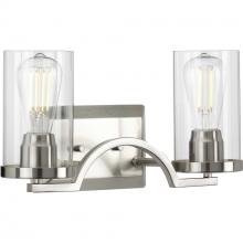  P300257-009 - Lassiter Collection Two-Light Brushed Nickel Clear Glass Modern Bath Vanity Light