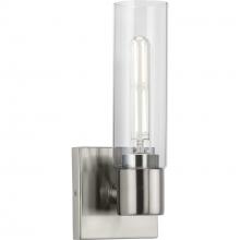  P300299-009 - Clarion Collection One-Light Brushed Nickel and Clear Glass Modern Style Bath Vanity Wall Light