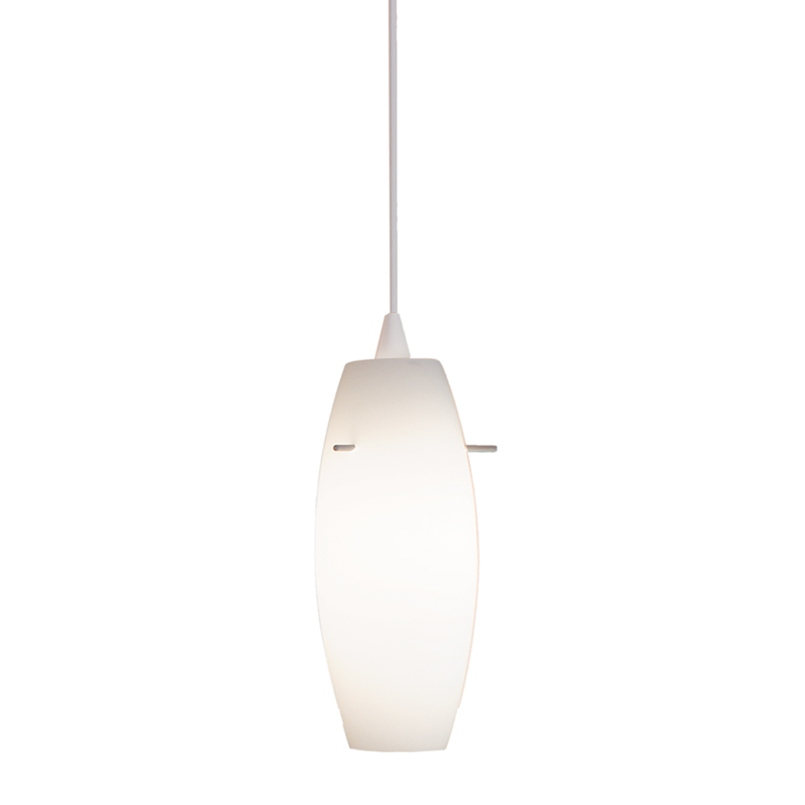 Bongo Line Voltage LED Track Pendant with White Glass Shade and White Socket Set L Track