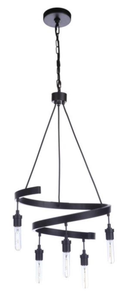 Tranquil 5 Light Chandelier in Flat Black