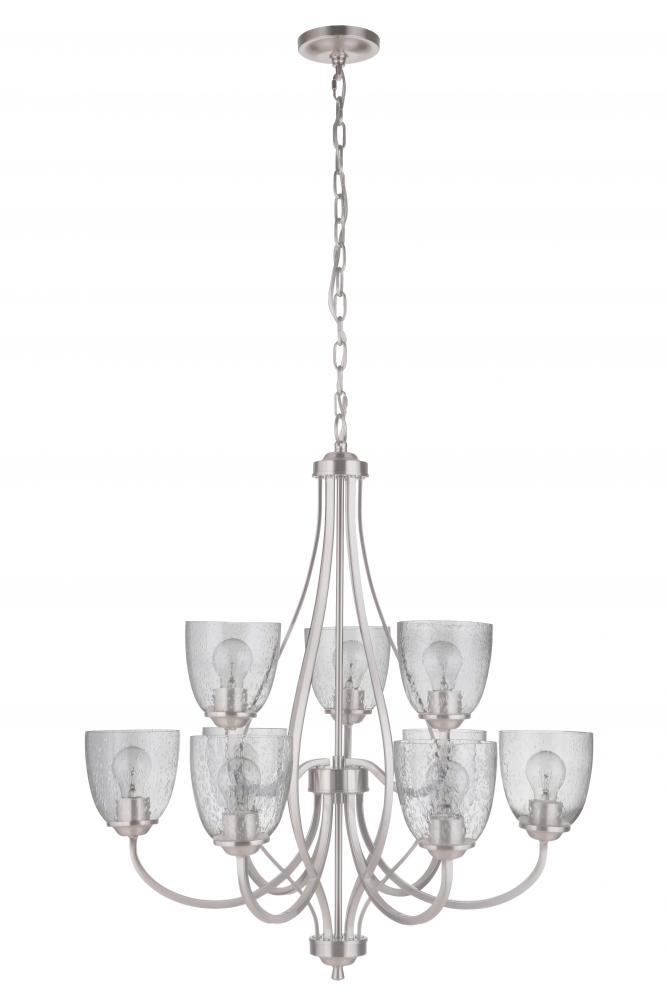 Serene 9 Light Chandelier in Brushed Polished Nickel