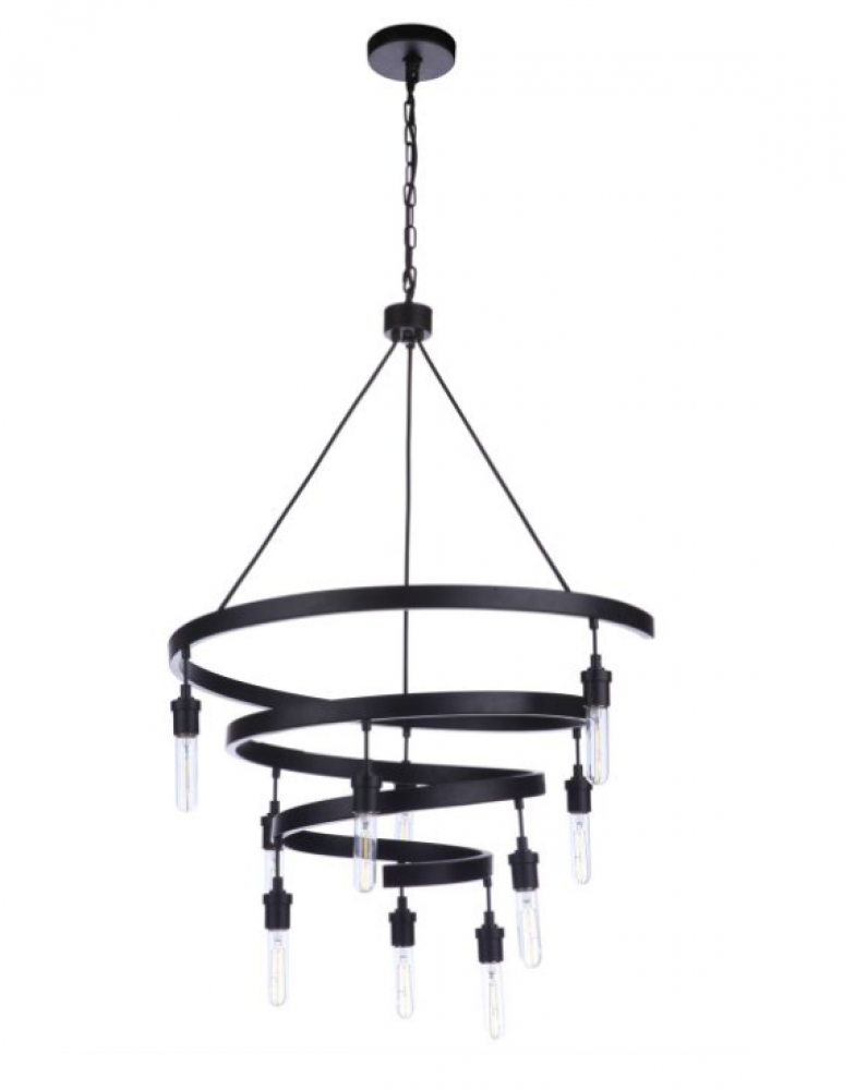 Tranquil 10 Light Chandelier in Flat Black