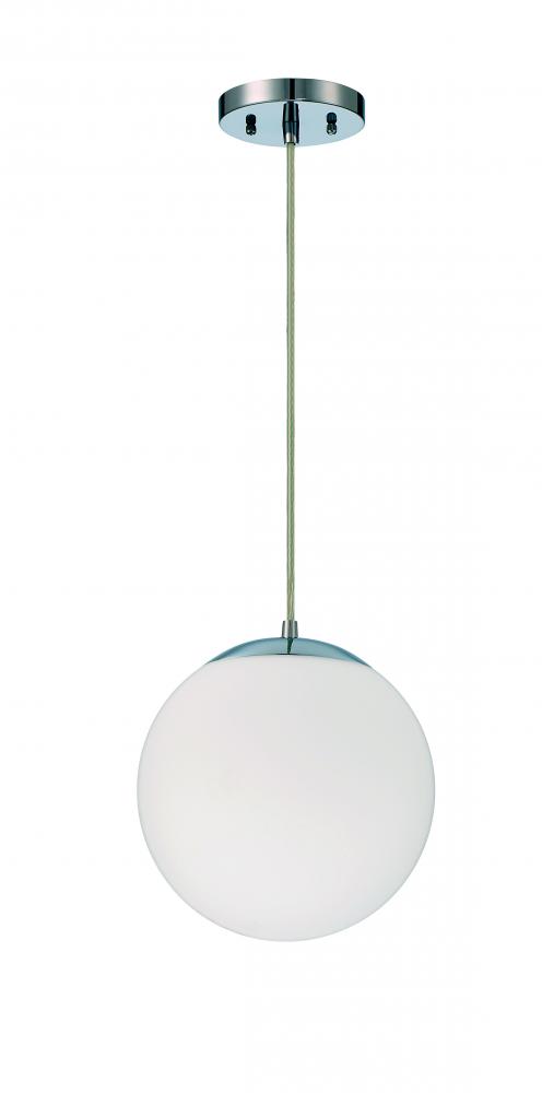 Gaze 1 Light 10" Pendant in Chrome (White Glass)