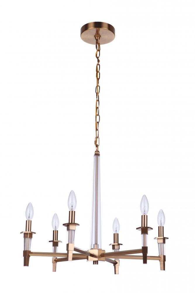 Tarryn 6 Light Chandelier in Satin Brass