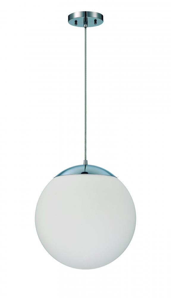 Gaze 1 Light 14" Pendant in Chrome (White Glass)