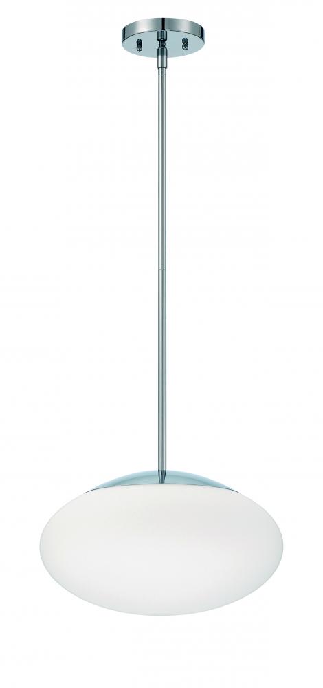 Gaze 1 Light 14" Pendant in Chrome (White Glass)