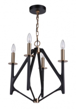 Craftmade 55534-FBSB - The Reserve 4 Light Chandelier in Flat Black/Satin Brass