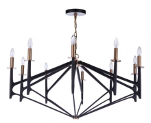  55510-FBSB - The Reserve 10 Light Chandelier in Flat Black/Satin Brass